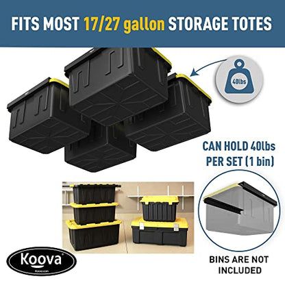 Heavy Duty Overhead Garage Storage Rack for 4 Bins. Adjustable Width (4 Count)