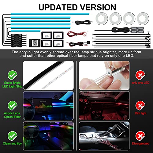 Acrylic Interior Car LED Strip Light with Wireless APP