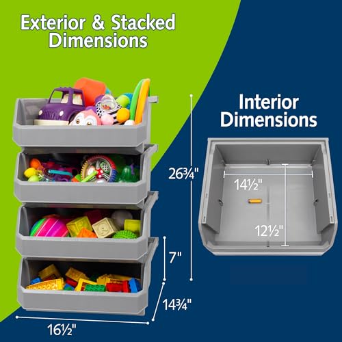 Extra Large Stackable Plastic Storage Bins (4 Count)