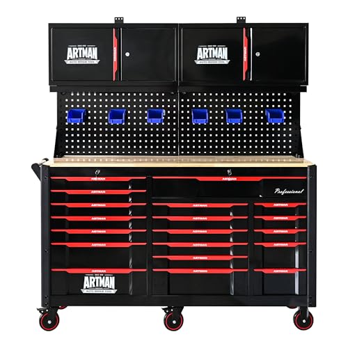 64 Inch Garage Storage System with Workbench & Pegboard