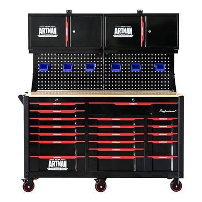 64 Inch Garage Storage System with Workbench & Pegboard