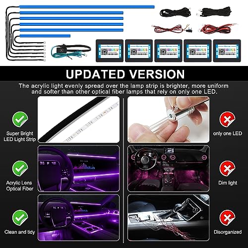 Acrylic Interior Car LED Strip Light with Wireless APP