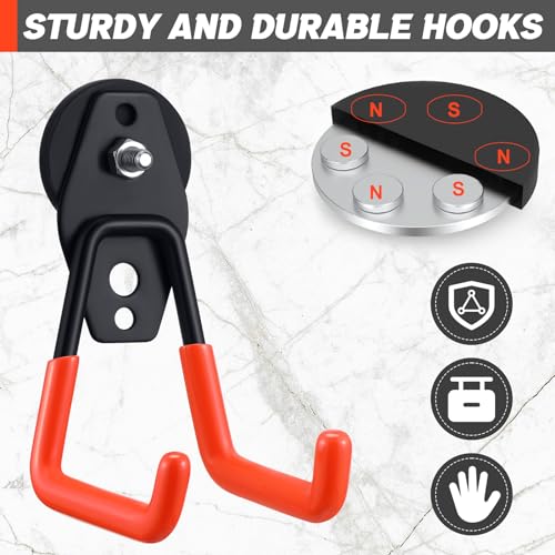10 Pcs Large Magnetic Hooks Heavy Duty Garage Magnet Hooks Strong Storage Utility Magnetic Hangers with Anti Slip Rubber Coating for Indoor and Outdoor Hanging