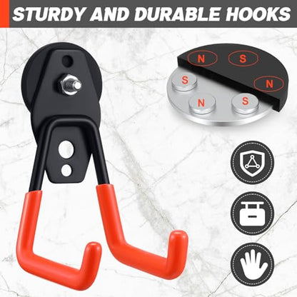 10 Pcs Large Magnetic Hooks Heavy Duty Garage Magnet Hooks Strong Storage Utility Magnetic Hangers with Anti Slip Rubber Coating for Indoor and Outdoor Hanging