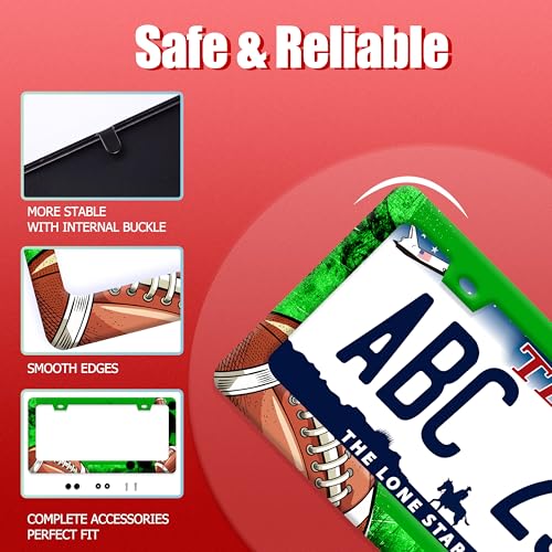 American Football License Plate Frame Stainless Steel Funny License Holder