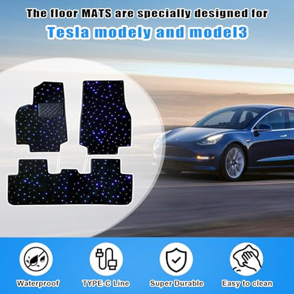 Starlight Floor Mats for Tesla Model Y with App Control led Floor Starlight Design All Weather Anti