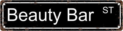 Beauty Bar ST Space Vintage Metal Tin Sign, Street Sign, Home Decor, Room Decor, Wall Decor, Bathroom Decor, Bar Decor, Cafe Decor, Garage Decor, 16 x 4 Inch