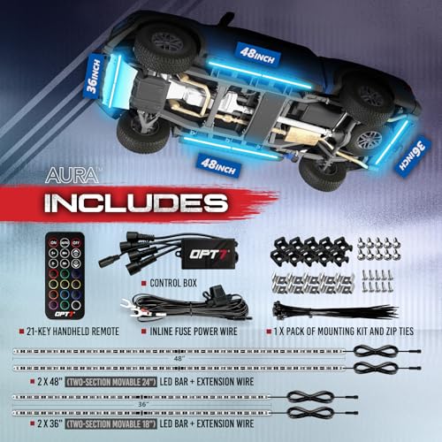 Aura RGB Aluminum Truck Underglow Kit with Remote Control (4 Count)