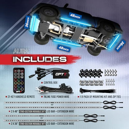 Aura RGB Aluminum Truck Underglow Kit with Remote Control (4 Count)