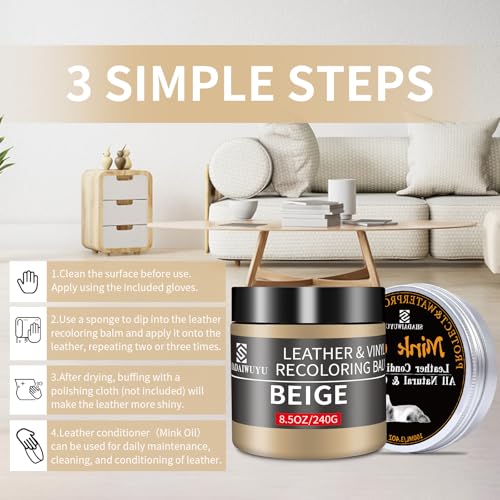 8.5oz Leather Recoloring Balm with 100ml Mink Oil