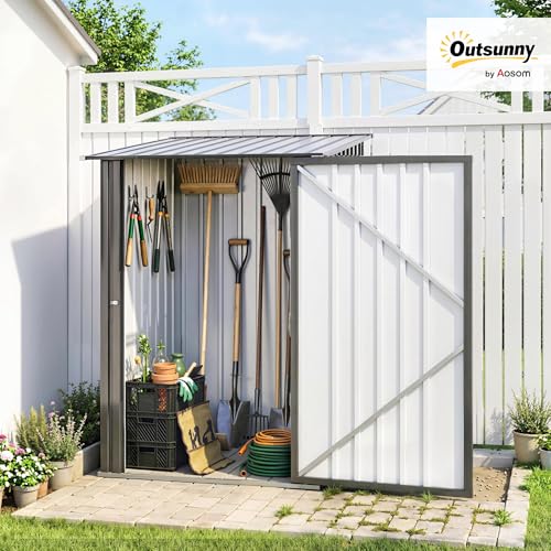 3.3' x 3.4' Outdoor Storage Shed Sloping Roof Lockable Door Gray