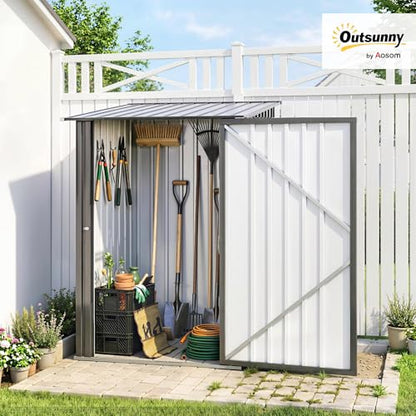 3.3' x 3.4' Outdoor Storage Shed Sloping Roof Lockable Door Gray