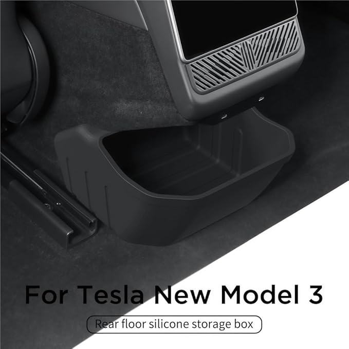 GGCLIMAX Car Organizer Compatible for Tesla Model 3 Highland 2024 Rear Seat Storage Box Silicone Organizer Tray Below Rear Air Outlet Custom Fit Interior Accessory(Model 3 black 1pc)