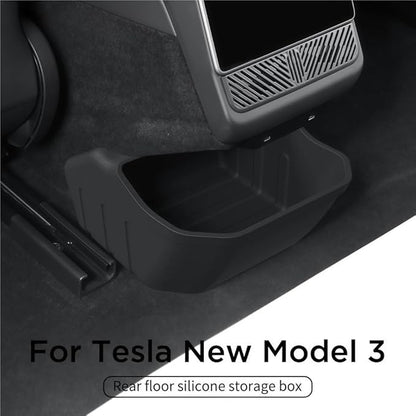 GGCLIMAX Car Organizer Compatible for Tesla Model 3 Highland 2024 Rear Seat Storage Box Silicone Organizer Tray Below Rear Air Outlet Custom Fit Interior Accessory(Model 3 grey 1pc)