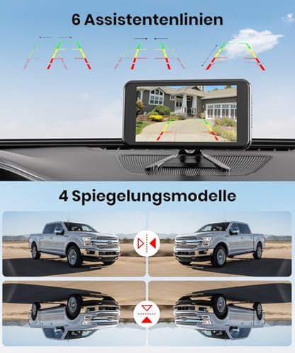 5" Solar Wireless Rear View Camera 2 Mins Installation HD1080P