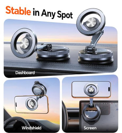 for MagSafe Car Mount【Windshield+Vent+Dash】Magnetic Phone Holder for Car Phone Holder Mount Cell Phone Holders for Your Car Accessories Suction Phone Mount for Car Truck Stand for iPhone 17 16