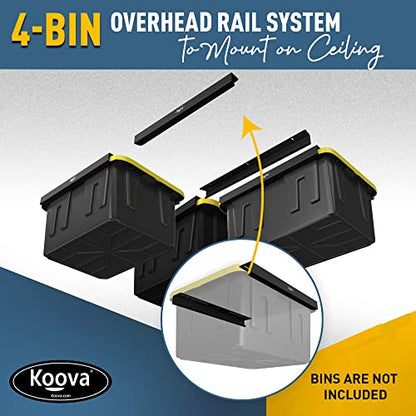 Heavy Duty Overhead Garage Storage Rack for 4 Bins. Adjustable Width (4 Count)