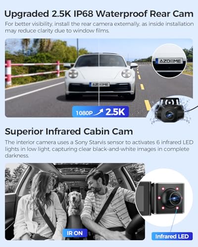 M550 Max 4K 3 Channel Dash Cam Front and Rear Inside