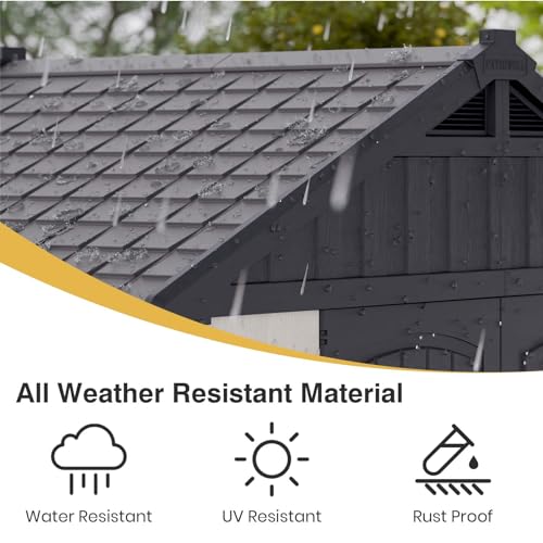 8x6 FT Resin Outdoor Storage Shed with Floor