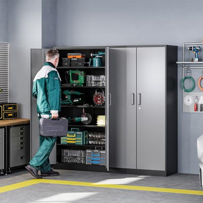 Metal Storage Cabinet with Lock Door and 5 Shelves