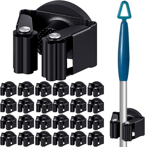 24 Pcs Magnetic Broom Holder Wall Mounted Anti Slip Rack (24 Count)
