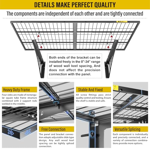 2x3ft Adjustable Rail Wall Garage Storage Shelf