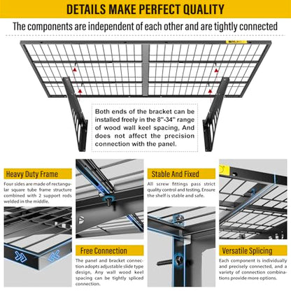 2x3ft Adjustable Rail Wall Garage Storage Shelf