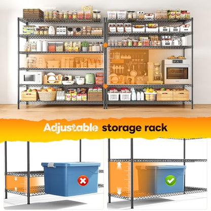 83"H Storage Shelves 3840LBS Metal Shelving Unit Garage Shelving Heavy Duty 6 Tier Commercial Adjustable Wire Shelving for Storage Rack for Pantry (2 Count)