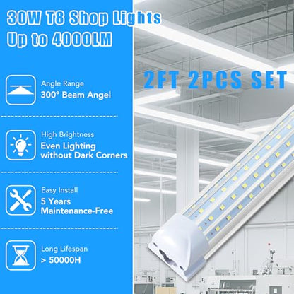 2FT LED Shop Lights T8 Garage Light (2 Count)