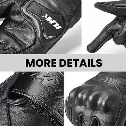 Goatskin Leather Motorcycle Motorbike Powersports Racing Gloves Touchscreen for Men and Women Model DN01