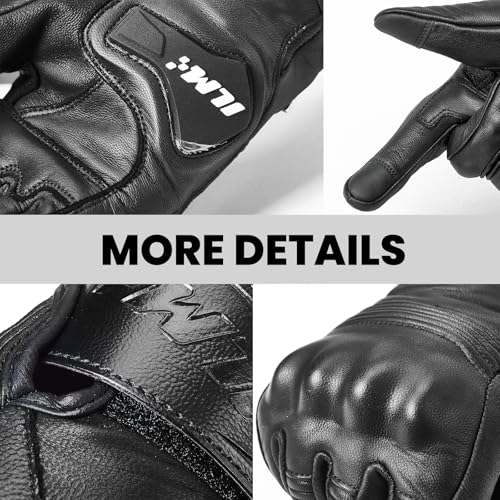 Goatskin Leather Motorcycle Motorbike Powersports Racing Gloves Touchscreen for Men and Women Model DN01