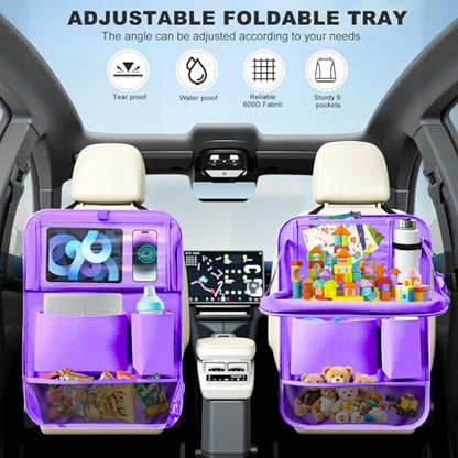 2Pack Car Backseat Organizer with Foldable Table Tray (2 Count)