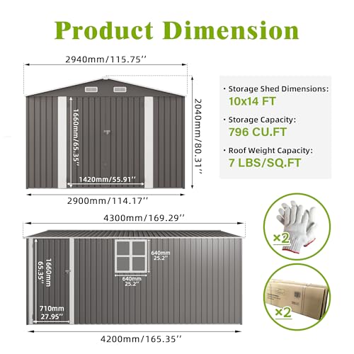 10x14 FT Outdoor Storage Shed with Window