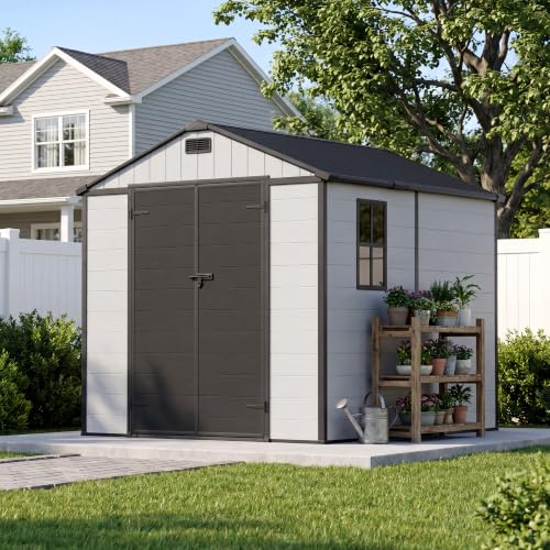8 x 8 FT Resin Outdoor Storage Shed with Floor