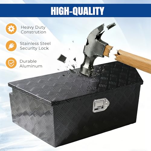 39" x 12" x 16.5" Trailer Tongue Tool Box Heavy Duty Aluminum with Latch and Keys Trailer Toolbox Organizer Truck Underbody Box Compatible with Pick Up Truck Bed RV Trailer ATV Black
