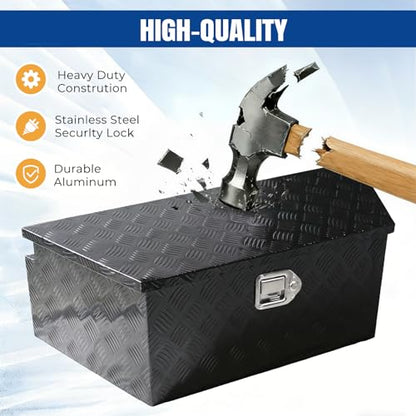 39" x 12" x 16.5" Trailer Tongue Tool Box Heavy Duty Aluminum with Latch and Keys Trailer Toolbox Organizer Truck Underbody Box Compatible with Pick Up Truck Bed RV Trailer ATV Black