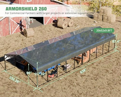 Military Grade Metal Carport 20x52 FT