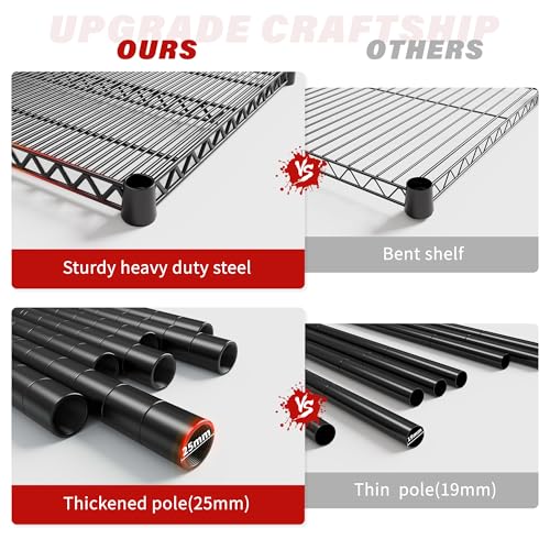 60" W 6 Tier Wire Shelving with Wheels & Feet