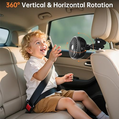 Rechargeable Car Fan for Backseat Kids Baby