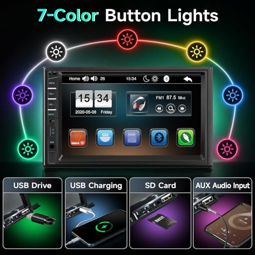 Car Stereo Double Din Radio with Bluetooth Car Audio Receivers