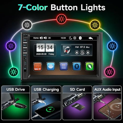 Car Stereo Double Din Radio with Bluetooth Car Audio Receivers
