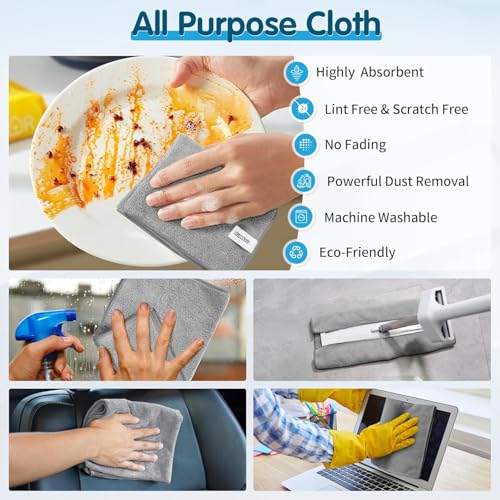 Grey Microfiber Cleaning Cloth (24 Count)