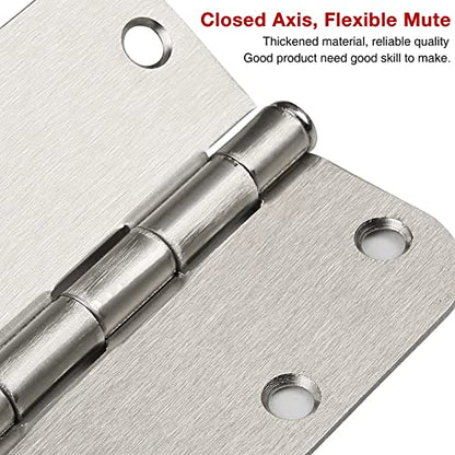 Rounded Door Hinges Brushed Nickel 3.5 Inch 5