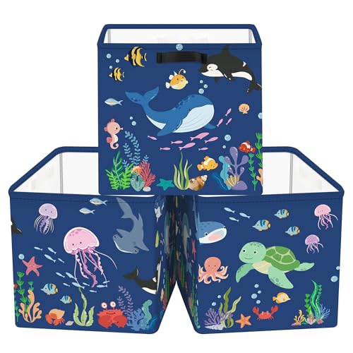11.8" Ocean Animal Storage Basket Set of 3 for Kid Toy Clothes Bin (3 Count)
