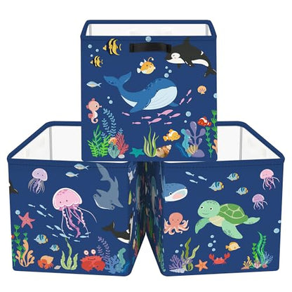 11.8" Ocean Animal Storage Basket Set of 3 for Kid Toy Clothes Bin (3 Count)
