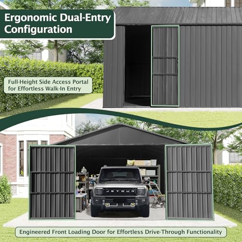 Domi 12’x15’ Outdoor Metal Garage Shed