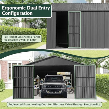Domi 12’x15’ Outdoor Metal Garage Shed