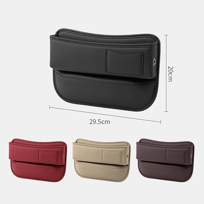 Universal Car Seat Gap Filler Organizer for Tesla Model 3/Model S/Model X/Model Y 2013-2025 Leather Console Gap Bag Organiser Adjustable Front Seat Storage Box Interior,Normal-Brown