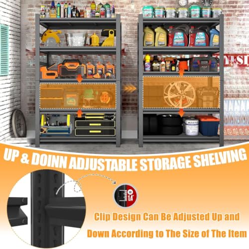 72''H Metal Garage Shelving Heavy Duty Storage Shelves Series (5 Count)
