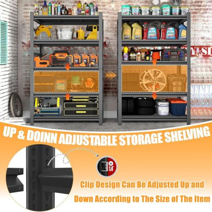 72''H Metal Garage Shelving Heavy Duty Storage Shelves Series (5 Count)